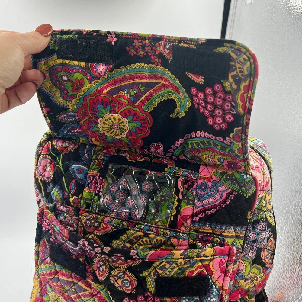 Vera Bradley Quilted Cotton Backpack Black Floral 15